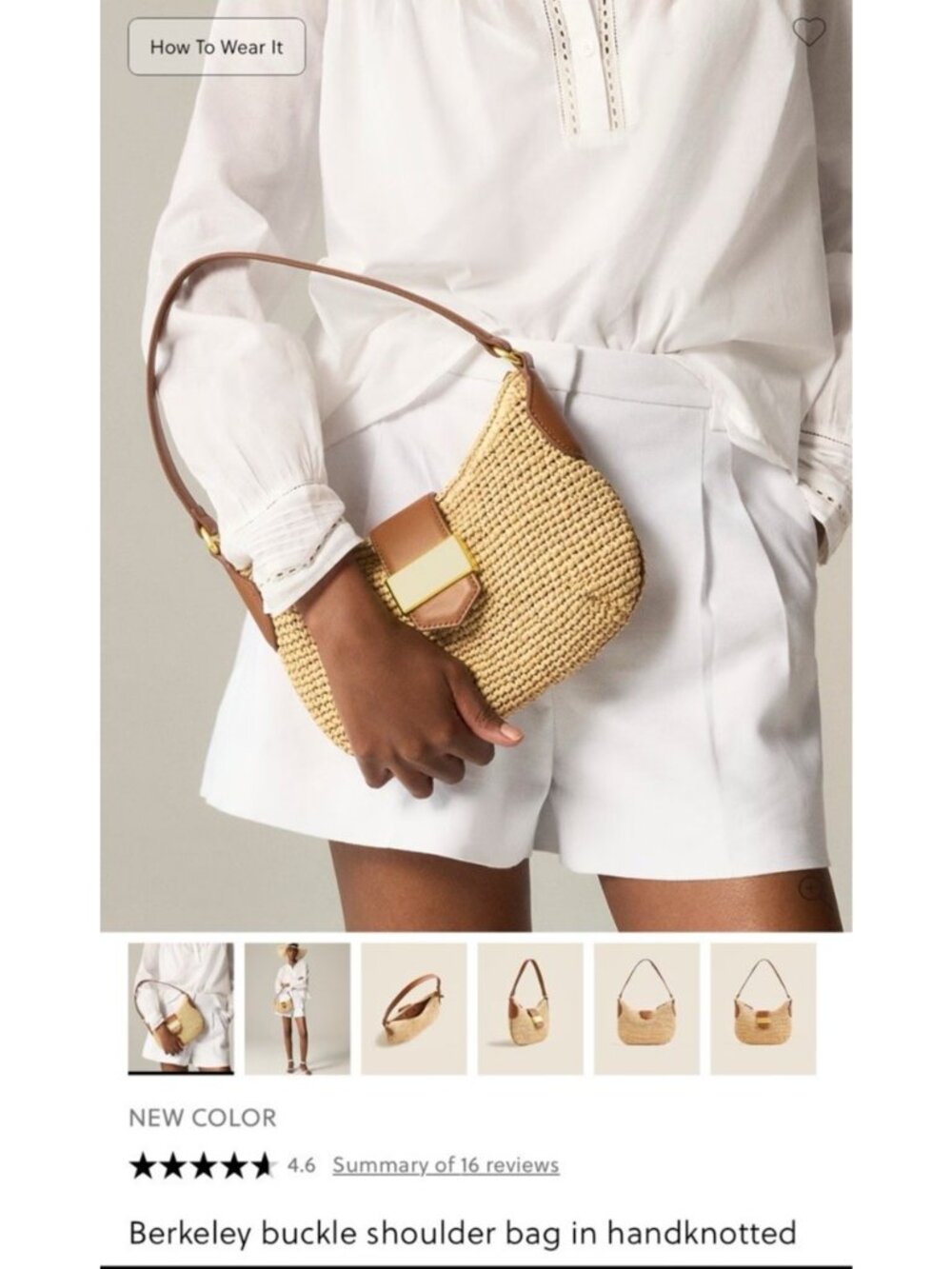 J. CREW Berkeley Mini Shoulder Bag in Handknotted Straw $148